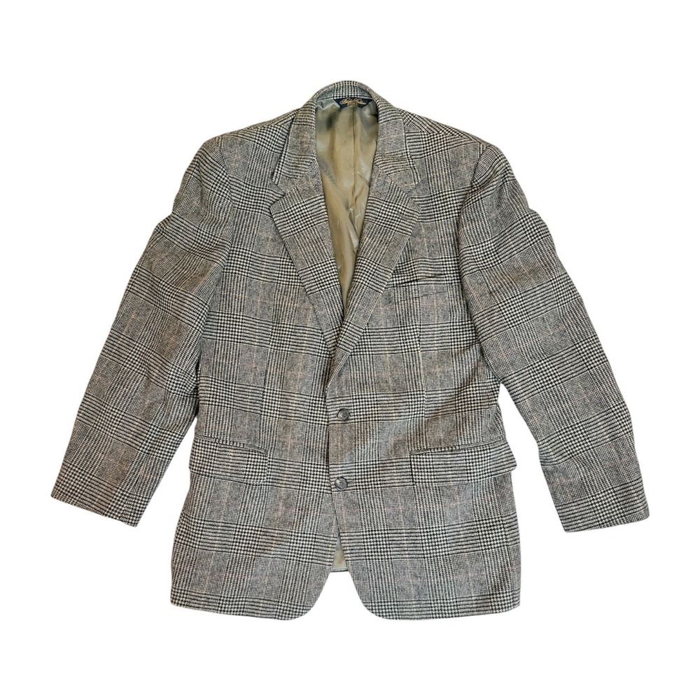 Brooks Brothers Vintage Sport Coat Mens 44 Regular Gray Plaid Union Made
